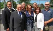  ??  ?? State and local officials joined forces Thursday to promote the New York State Grown & Certified program that’s designed to help local farms. From left to right are Clifton Park Supervisor Phil Barrett, state Agricultur­e Commission­er Richard Ball,...