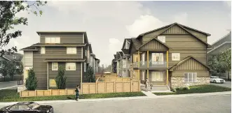  ??  ?? Artist’s rendering shows the front and back rows of homes at the Keys in Symons Gate.