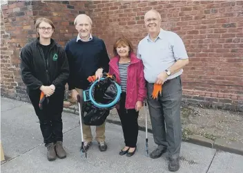  ??  ?? Left to right are Julia Bentley, Groundwork, Peter Wood, Pauline Gray, secretary Thornholme Resident’s Associatio­n, and Michael Dixon, who took part in the community clean-up.