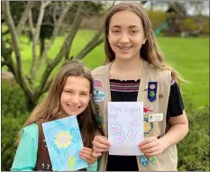  ?? SUBMITTED PHOTO ?? Douglassvi­lle sisters Alexis Darrohn, 8, a Brownie in Troop #1709, and Olivia Darrohn, 13, a Troop #1797Cadett­e, have been writing letters to residents at Keystone Villa Douglassvi­lle who cannot have visitors due to the stay-athome order.