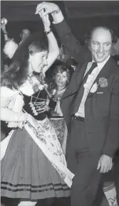  ?? WATERLOO REGION RECORD FILE PHOTO ?? Maria Orsan dances with Pierre Trudeau at the Concordia Club during Oktoberfes­t in 1972.