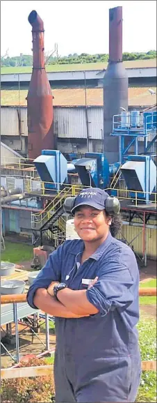  ?? Picture: SUPPLIED ?? Johanna Ravai at the Pernix power plant in Kinoya where she works.
