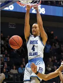  ?? Photo by Michael Derr / The Independen­t ?? Rhode Island guard Tyrese Martin (4) and the Rams were too much for St. Bonaventur­e, 75-63, Wednesday night.