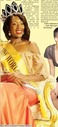  ??  ?? Miss World Zimbabwe Chiedza Mhosva