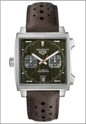  ??  ?? CASE SIZE: 39MM
CASE MATERIAL: STAINLESS STEEL DIAL: GREEN DIAL WITH “CÔTES DE GENÈVE” PATTERN
STRAP: BROWN CALFSKIN LEATHER
STRAP
MOVEMENT: TAG HEUER CALIBRE 11
POWER RESERVE: 40 HOURS WATER RESISTANCE: 100M