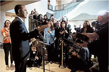  ?? ANDREW HARNIK/ASSOCIATED PRESS ?? Rep. Adam Schiff, D-Calif., briefs the media about the ongoing House impeachmen­t inquiry Monday in Washington.