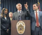  ?? MATT ROURKE, AP ?? District Attorney Kevin Steele holds a news conference after a mistrial in Bill Cosby’s sexual assault case Saturday in Norristown, Pa. He said he intends to retry the case, and accuser Andrea Constand “deserves a verdict.”