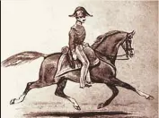  ??  ?? An engraving of François Baucher and his horse performing the flying trot. The flying trot and the competitiv­e Dressage version of the extended trot, particular­ly as practiced since World War II, are not the same.