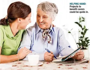  ?? ?? HELPING HAND: Projects to benefit carers could be quids in.
