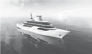  ?? Courtesy of Four Seasons Yachts ?? Four Seasons Yachts’ first ship will debut in 2025 with 95 suites. Cabins start at 590 square feet. Some will have swimming pools. The largest cabin will be the ‘funnel suite,’ a 9,600-square-foot, four-story space with glass walls facing the ocean.