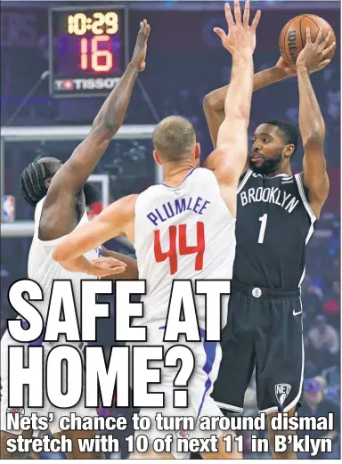  ?? USA TODAY Sports ?? STAYING LOCAL: Mikal Bridges and the Nets, after Sunday night’s dispiritin­g loss to the Clippers in Los Angeles, have lost 15 of their last 19 as they return for a lengthy stay in or near Brooklyn.