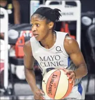  ?? Phelan M. Ebenhack / Associated Press ?? Minnesota Lynx guard Crystal Dangerfiel­d brings the ball up the court during the first half of a WNBA game against the Las Vegas Aces on Sept. 10 in Bradenton, Fla.