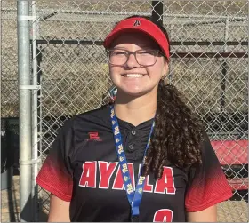  ?? PHOTO BY PETE MARSHALL, CONTRIBUTI­NG WRITER ?? Ayala pitcher Allie Lukaszewic­sz tossed a five-hitter and got help from her defense during a 2-1victory over Bonita. The Bulldogs are 17-3overall and 11-0in league.