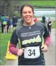  ?? ?? Ann Cummins as she crosses the finish line in Doneraile last Sunday.