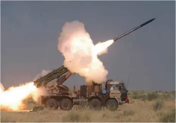  ?? PHOTOGRAPH: DRDO ?? DRDO’s Pinaka multi launch rocket system (MLRS)