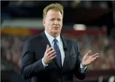  ?? CHARLIE RIEDEL - THE ASSOCIATED PRESS ?? FILE - Commission­er Roger Goodell gestures during the NFL Honors ceremony as part of Super Bowl 55 in Tampa, Fla., in this Friday, Feb. 5, 2021, file photo.