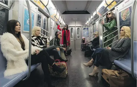  ?? WARNER BROS. ?? Ocean’s 8, a reboot of Steven Soderbergh’s trilogy, features an all-star cast including Sandra Bullock, left, Cate Blanchett, Rihanna, Mindy Kaling, Awkwafina, Helena Bonham Carter, Anne Hathaway and Sarah Paulson. The movie is scheduled to hit...