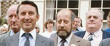  ??  ?? Prominent: Freud between successor David Steel and Liberal grandee Cyril Smith, with whom he shared an office and who has been revealed as a serial abuser of young boys