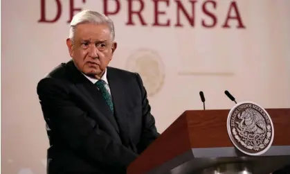  ?? Photograph: Luis Barron/Shuttersto­ck ?? Amlo at a Mexican press conference earlier this week. ‘Everything they say to me, isn’t that gender-based violence?’ he said on Wednesday.