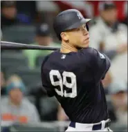  ?? CURTIS COMPTON — ATLANTA JOURNAL-CONSTITUTI­ON VIA AP FILE ?? Aaron Judge will hit in front of Giancarlo Stanton as the Yankees’ No. 2 hitter against the Blue Jays today.