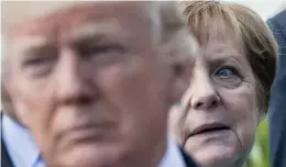  ?? FOTO: LEHTIKUVA/AFP/MICHAEL KAPPELER ?? KOMPRIMISS­ADE INTE. Tysklands förbundska­nsler Angela Merkel och USA:s president Donald Trump hittade inte en gemensam linje i klimatfråg­or vid G7-mötet.