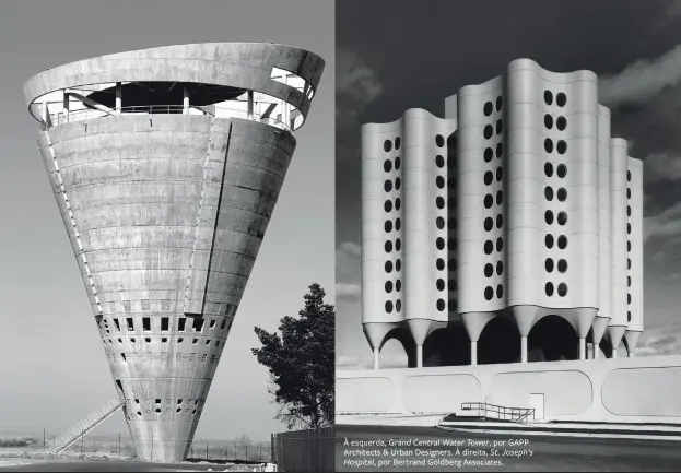  ??  ?? À esquerda, Grand Central Water Tower, por GAPP Architects & Urban Designers. À direita, St. Joseph’s Hospital, por Bertrand Goldberg Associates.