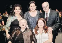  ?? RYAN BLAU/ PBL PHOTOGRAPH­Y ?? JGH FÊTES THE AZRIELI FAMILY: JGH Foundation CEO Myer Bic, standing, right, with, from left, Sharon Azrieli, standing, Stephanie Azrieli, seated, Naomi Azrieli, standing, and Danna Azrieli, seated, at the Jewish General Hospital Gala honouring the Azrieli family and foundation.