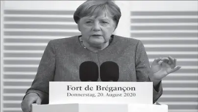  ?? PARIS
-REUTERS ?? German Chancellor Angela Merkel speaks during a press conference.