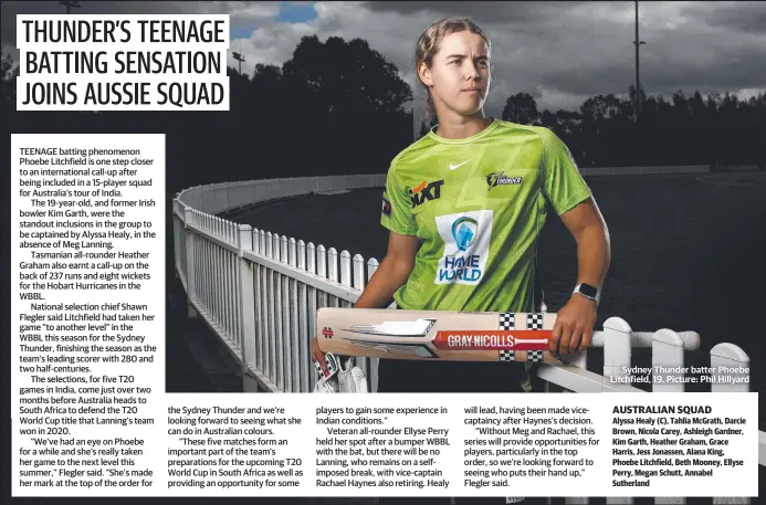  ?? Picture: Phil Hillyard ?? Sydney Thunder batter Phoebe Litchfield, 19.