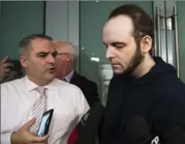  ?? THE CANADIAN PRESS FILE PHOTO ?? Joshua Boyle talks to reporters at the Toronto airport on Friday, Oct. 13. He made a brief video appearance in court Monday.
