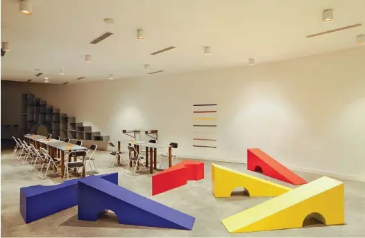  ??  ?? Custom made interactiv­e furniture pieces for play area and library at Museum of Socialism, Lucknow