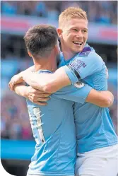  ??  ?? Kevin De Bruyne celebrates his early goal