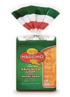  ??  ?? The new and improved Massimo sandwich loaf with wheat germ is sold at RM2.59 for a 400gm pack and RM3.63 for a 600gm pack.