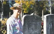  ?? Lara Green-Kazlauskas / For Hearst Connecticu­t Media / ?? The Winchester Soldier's Monument committee held a haunted cemetery walk event at Saturday in Winsted. Emily Sullivan of Winsted portrays a descendant of Abijah Wilson.