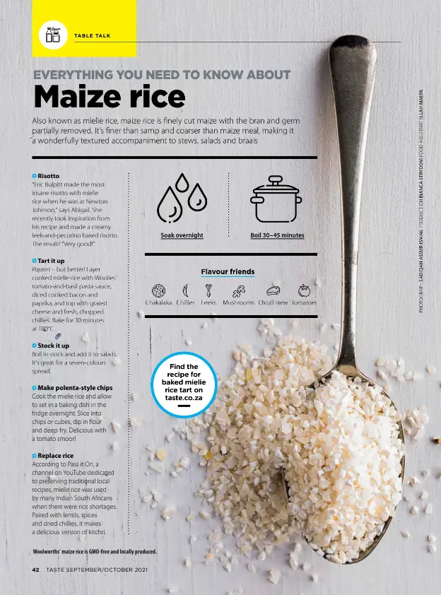  ??  ?? Woolworths’ maize rice is GMO-free and locally produced.