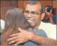  ??  ?? Former President Mohamed Nasheed being congratula­ted.