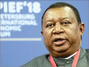  ?? PHOTO: REUTERS ?? Opec secretary-general Mohammad Barkindo attends a session of the St Petersburg Internatio­nal Economic Forum, Russia, on Friday. The organisati­on has agreed to ease production cuts.