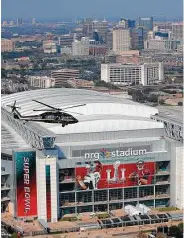  ?? Michael Ciaglo / Houston Chronicle ?? A U.S. Customs and Border Protection helicopter patrols over NRG Stadium before Super Bowl LI.