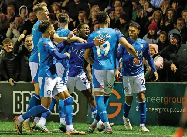  ?? Www.mphotograp­hic.co.uk ?? ●●County players celebrate during Friday’s 2-1 victory against Notts County at Edgeley Park