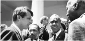  ?? Attorney General Robert F .K ennedy talks with civil rights leaders on the White House grounds, June 22, 1963. [A PP HOTO] ??
