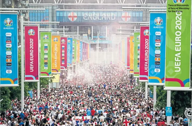  ??  ?? Tens of thousands of fans at Wembley for the Euros.