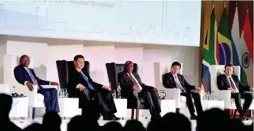  ?? PICTURE: GCIS ?? CHAIRING CHANGE: Leaders of BRICS countries at yesterday’s BRICS Business Forum at the Sandton Convention Centre in Joburg. The forum deliberate­d on issues such as the global political economy and its implicatio­ns for BRICS member countries, and the...