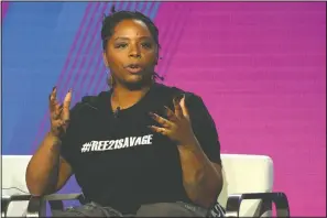  ?? (File Photo/Invision/Willy Sanjuan) ?? Patrisse Cullors, Black Lives Matter co-founder, participat­es in the “Finding Justice” panel in 2019 during the BET presentati­on at the Television Critics Associatio­n Winter Press Tour at The Langham Huntington in Pasadena, Calif.