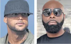  ??  ?? RAPPERS’ DEMISE: French rapper Booba, left, and French rapper Kaaris in Paris. Both men were arrested and remanded in custody by French border police.