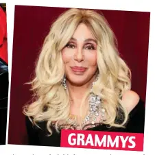  ?? ?? GRAMMYS Glitzy: Cher at a party and, right, Joan presents an award