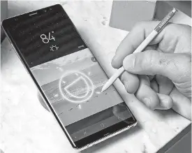  ?? [AP FILE PHOTO] ?? The stylus sets Samsung’s Note phones apart from the competitio­n, and it’s likely to distinguis­h the new Note 8 from a super-premium phone expected from Apple.