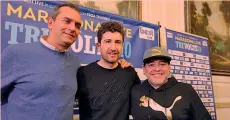  ?? LAPRESSE ?? Tre momenti della conferenza con Maradona, Alessandro Siani e il sindaco di Napoli De Magistris