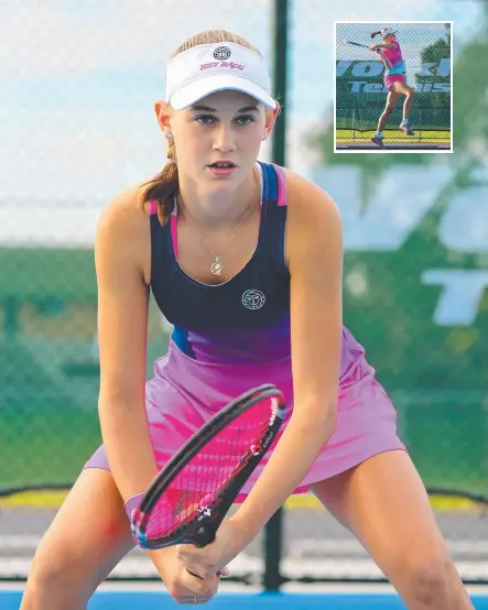  ?? Pictures: MARTA FAULKNER ?? Gold Coast tennis junior Isabella Bozicevic has the pedigree and passion to make it to the top.