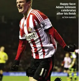  ??  ?? Happy face: Adam Johnson
celebrates after his finish
ACTION IMAGES