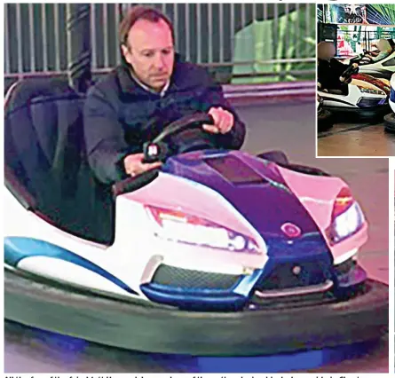 ?? ?? All the fun of the fair: Matt Hancock keeps clear of the action during his dodgem ride in Chester